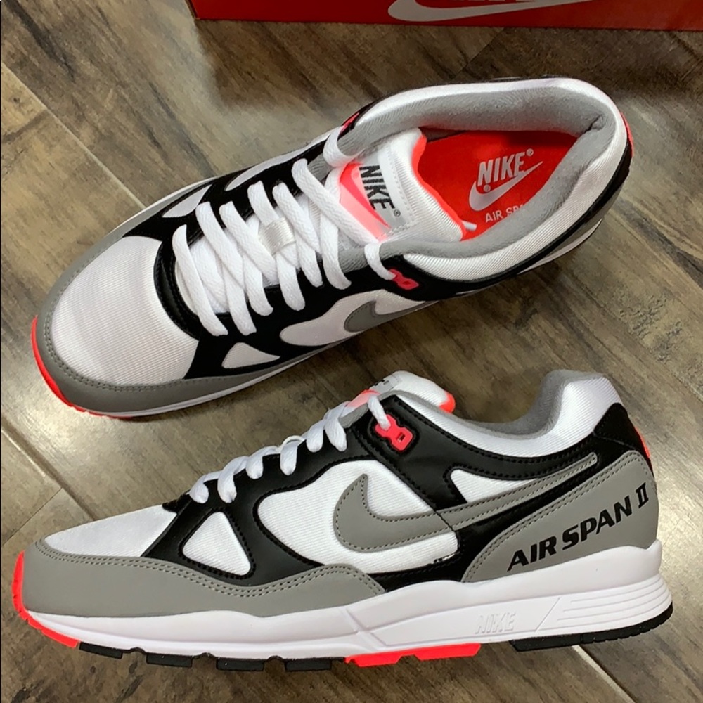NIKE AIR SPAN II black/dust-solar red white men’s - Picture 2 of 16